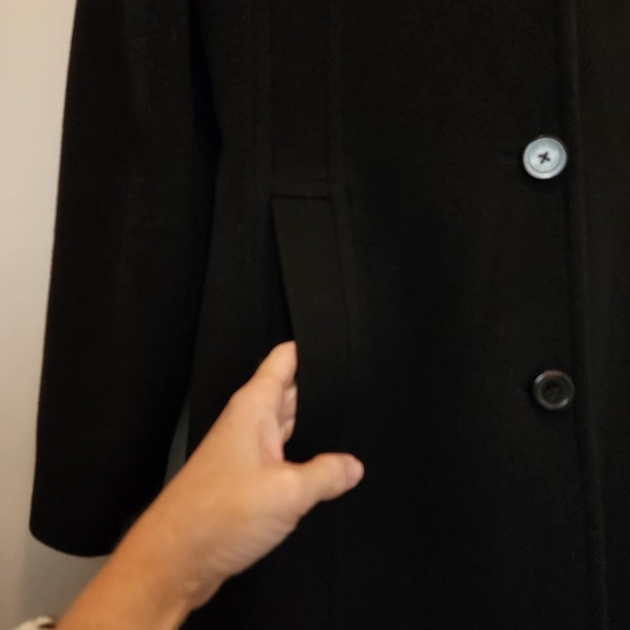 Anne Klein Wool Cashmere Walking Coat Black 10 Classic Quiet Luxury Minimalist - Picture 5 of 16